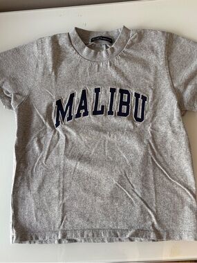 Brandy Melville Gray Malibu Graphic Tee - Navy Lettering